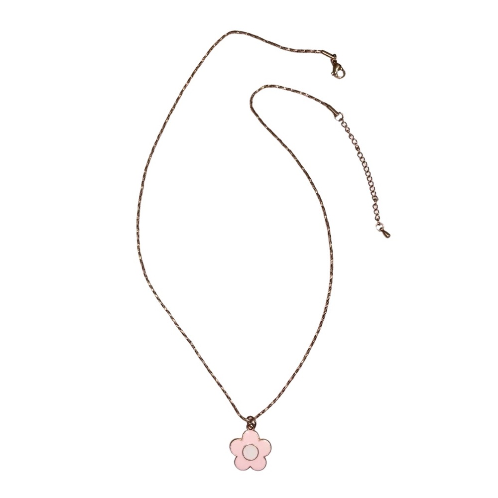 Pink, White & Rose Gold Flower Necklace